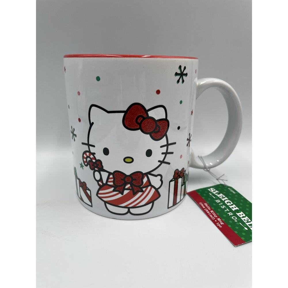 Hello Kitty Sanrio Peppermint Dress Christmas Mug NEW With Tags